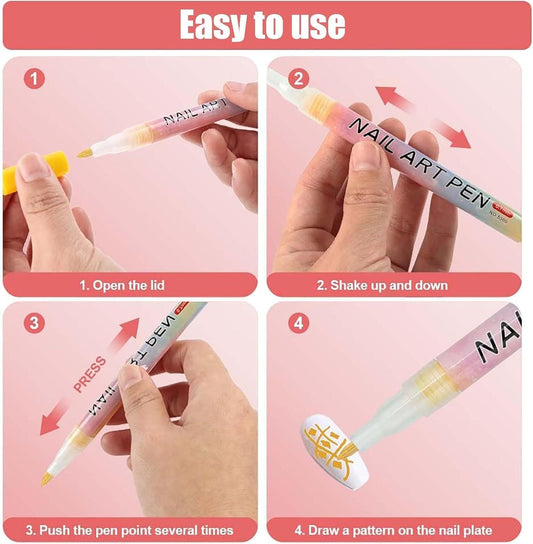 Nail Art Pens Set of 12 Colors